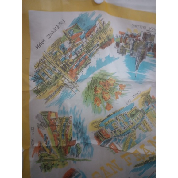Vintage SNCO San Francisco Souvenir Scarf – 26" Square Nylon Made in Japan - Picture 3 of 6